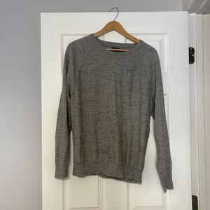 J.Crew Sweater Mens L Gray 100% Cotton Crewneck Pullover Textured Long Sleeve